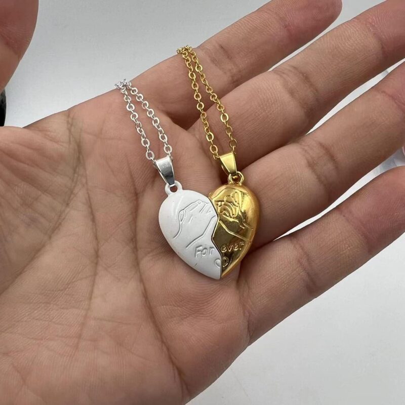 Matching Necklaces for Couples,Pinky Promise Matching Couple Necklaces,Couple Heart Pendant Necklac