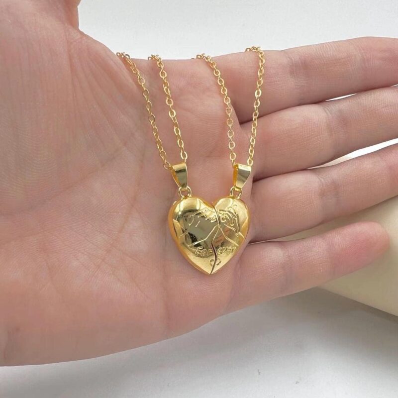 Matching Necklaces for Couples,Pinky Promise Matching Couple Necklaces,Couple Heart Pendant Necklac - Image 2