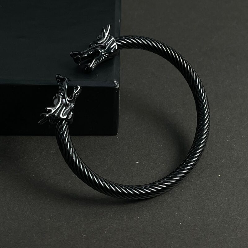 Alpha Dragon Gun Black Steel Bracelet for Men - Image 3