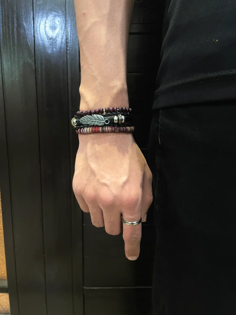 3pc Set Fashion Trendy Mans Bracelet Brown Leave - Image 2