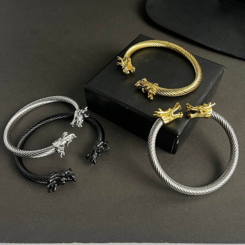 Alpha Dragon Gun Black Steel Bracelet for Men - Image 2