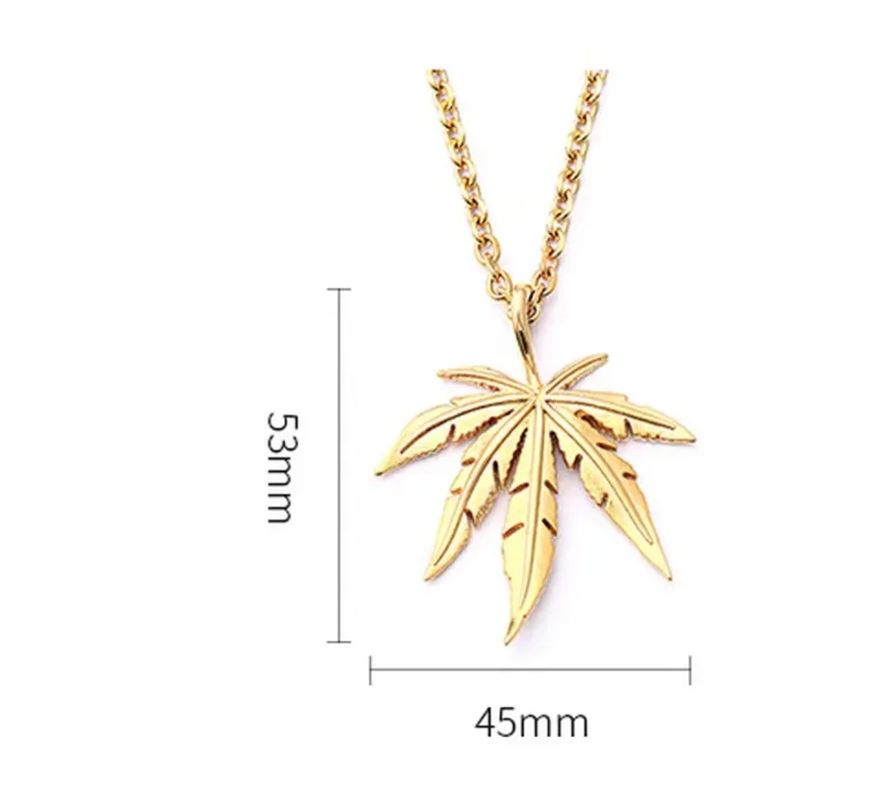Gold Plated Cannabis Herb Charm Necklace - Image 3