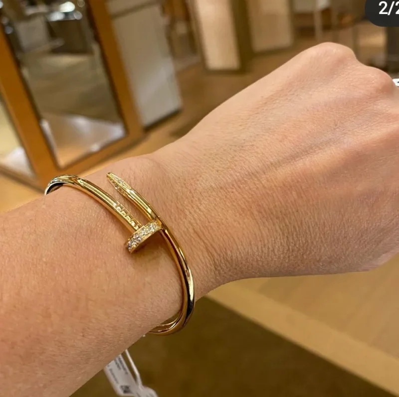 Nail Studded Rosegold Plated Bracelet - Image 4