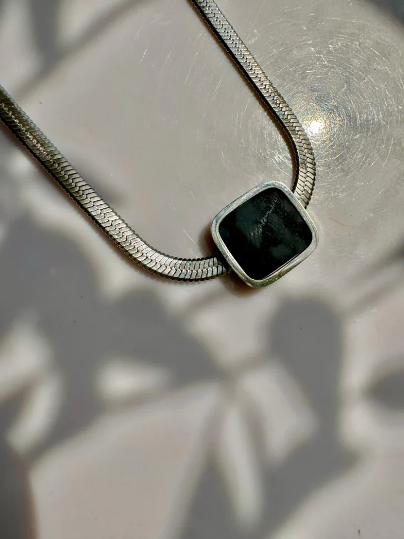 Silver and Gold Snake Chain Pendant - Stainless steel - 1 By 1.5 CM - Image 5