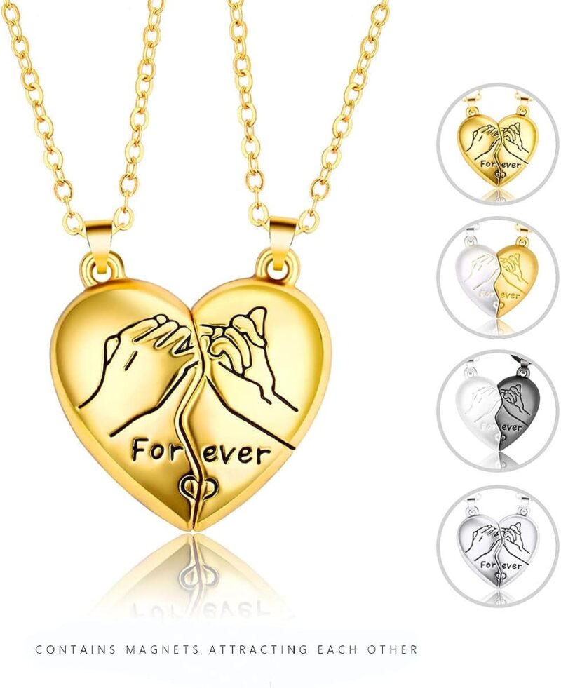Matching Necklaces for Couples,Pinky Promise Matching Couple Necklaces,Couple Heart Pendant Necklac - Image 4