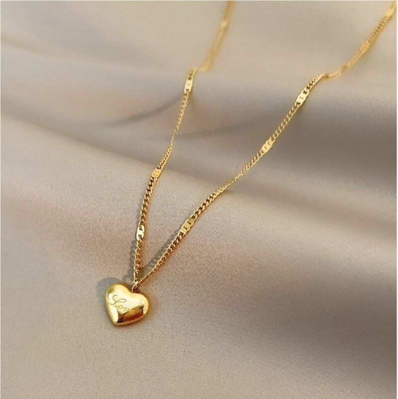 Simple Love Pendant Clavicle Chain Necklace Trendy Gold Color Choker For Women Fashion Jewelry Personalized Gift