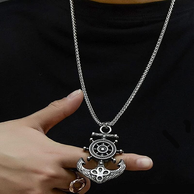 Nautical Sailor Talisman Compass Pendant Necklace, Vintage Stainless Steel . - Image 4