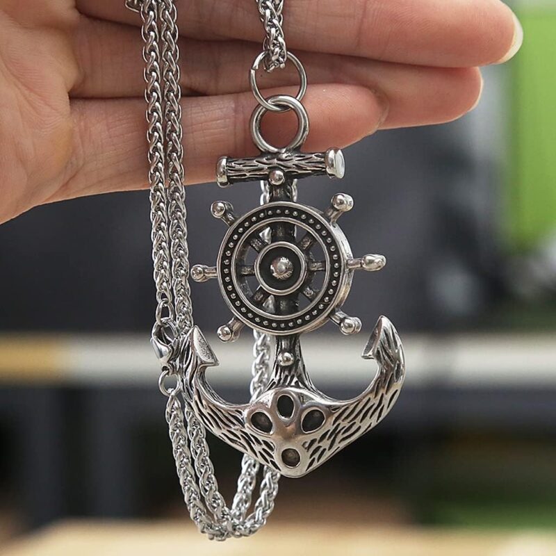 Nautical Sailor Talisman Compass Pendant Necklace, Vintage Stainless Steel . - Image 2