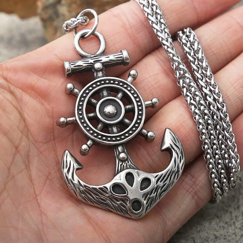 Nautical Sailor Talisman Compass Pendant Necklace, Vintage Stainless Steel . - Image 5