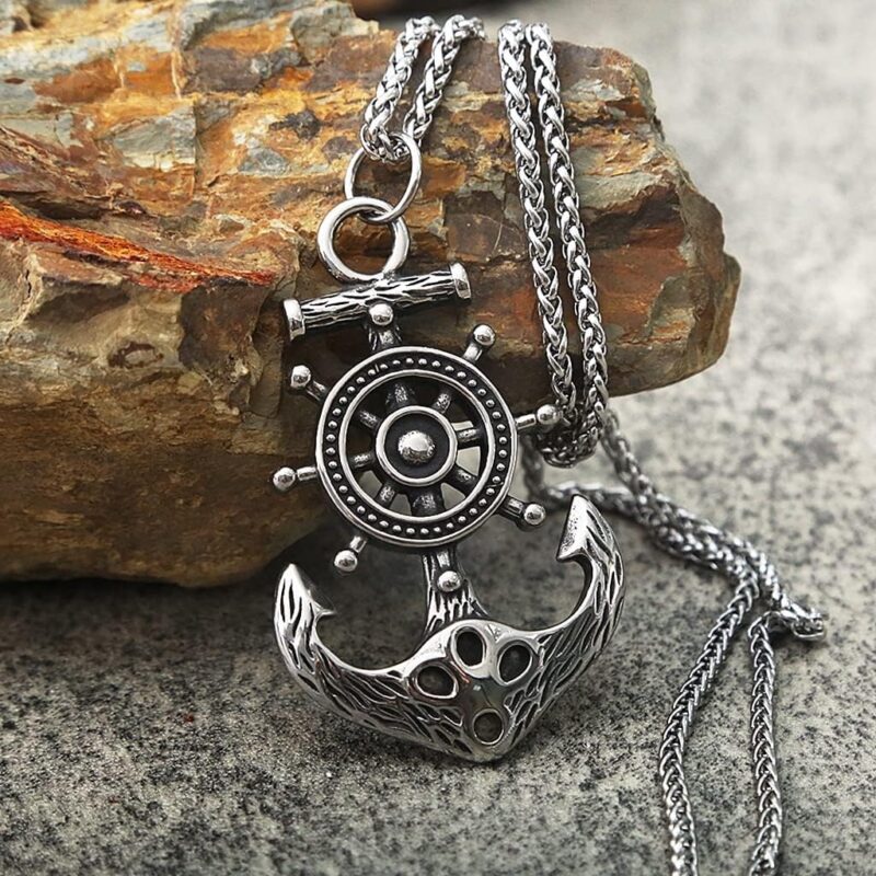 Nautical Sailor Talisman Compass Pendant Necklace, Vintage Stainless Steel . - Image 3